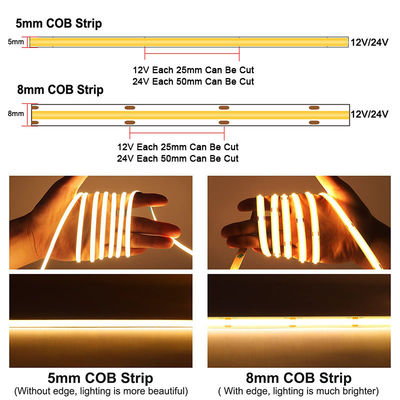 120lm/w Warme Natur Weiß COB Led Streifenlicht für Schlafzimmer Schrank Küchenbeleuchtung