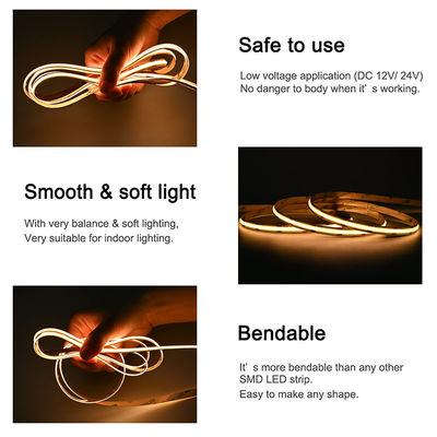 IP68 480Leds 3000K Warm Flexible COB Led Streifenlicht für Küche Wohnzimmer TV Hintergrundlicht Schrank Hohe Helligkeit