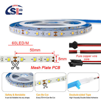 4000K-4500K Einfarbige SMD 2835 Warmweiß Adressierbares LED-Hintergrundlicht Streifenlicht 2835 12v