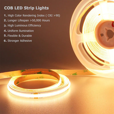 3- Hohe Helligkeit COB Led Streifenlicht 480Leds 8mm10mm 3000K4000K6500K Warm Naturweiß
