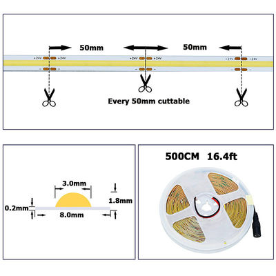 3- Hohe Helligkeit COB Led Streifenlicht 480Leds 8mm10mm 3000K4000K6500K Warm Naturweiß