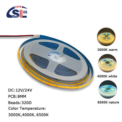 High Lumen COB LED Streifenlicht CE RoHs IP20 8mm Breite 12V 24V 4000K Naturbeleuchtung