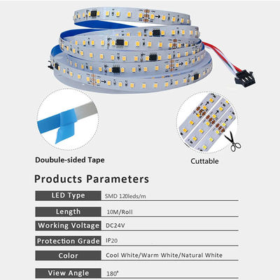12v24v 8mm 120leds 4000K Naturelektroplatte SMD2835 LED-Streifenlicht mit Dimmer