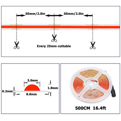 Hotel COB LED Streifenlicht 12V 24V 8mm 10mm 480 LEDs Rot für Innen- und Außendekorationen