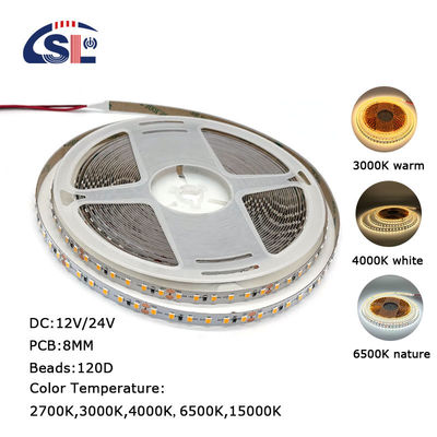 LED-Lichtstreifen für Wohnungen DC12V 24V SMD2835 Elektroplatten-PCB 120Ds 8mm Ra 80 3000K