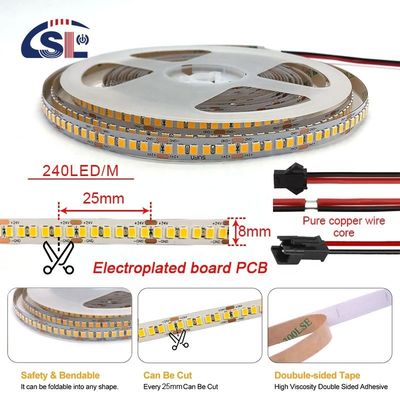 DC12V / 24V SMD2835 Elektroplatte PCB 240Ds 8mm Ra 80 4000K LED Lichtstreifen für Zuhause