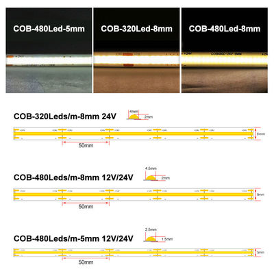 DC12V24V 8mm10mm 576leds 3000K 6500K CCT COB Led Streifenlicht für TV-Hintergrundbeleuchtung