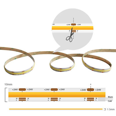 DC12V24V 8mm10mm 576leds 3000K 6500K CCT COB Led Streifenlicht für TV-Hintergrundbeleuchtung