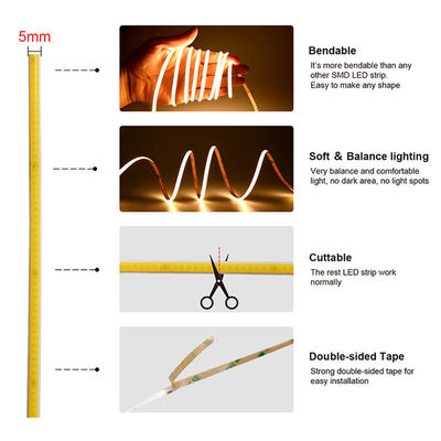 CE RoHs IP44 Ra80 COB Led Streifenlicht 8mm Breite 110V/220V 320Leds 3000K4000K6500K 3