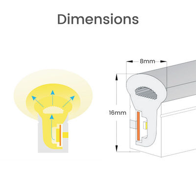 Neon Flex DC 12V IP65 Wasserdicht 8x16mm 120 LEDs/M Vollkits 12V für Energie-Betrieb