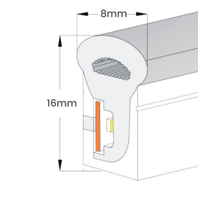 Silikon überzogen warme weiße LED Neon Flex 24V Gleichstrom drahtlos 8x16mm 120LEDs/m IP65 wasserdicht