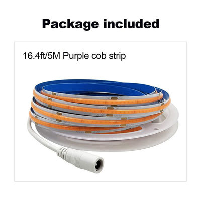 3000K Ra90 Hochdichte Flexible COB LED Streifenlicht 12V24V 320leds 8mm Breite Lila