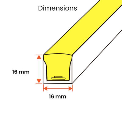 4100K 48V 16x16mm Flachform Vertikalbiegen IP65 Wasserdicht LED Neon Flex 3000K