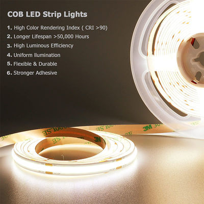 8mm10mm Breite DC12V24V 3000K4000K6500K flexible COB Led Streifenlicht mit Material