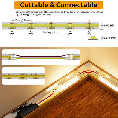 50000 Arbeitsstunden Lebensdauer CCT DC12V24V 8mm 10mm 576Leds 3000K-6500K Flexible COB Led Strip Light
