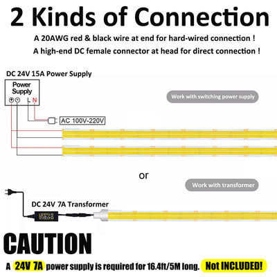 Hochdichte 8mm10mm 320leds 6500K Weiß COB Led Streifenlicht für Innenarchitektur