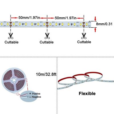110V220V 8mm 120LEDs 3000K4000K6500K Warmweiß Naturweiß Elektroplatte SMD2835 Led Streifenlicht