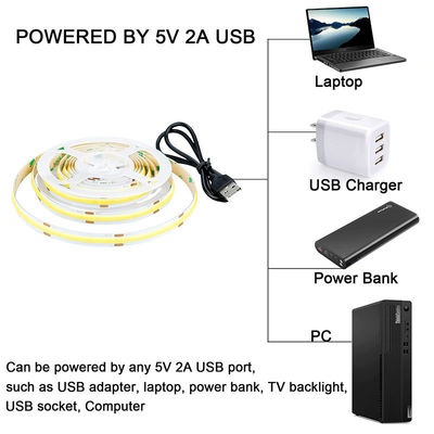 Hotel 5V 8mm 320leds 4000K Natur 1cm ein Schnitt IP65 wasserdicht Elektroplatte flexibel COB Led Streifenlicht