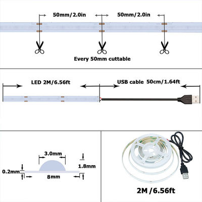 320Leds 8mm Blaue flexible COB Led Streifenlicht für Innen- und Außendekoration -20 60C