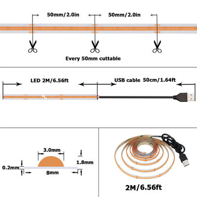 12v24v Wifi-Steuerungsmodus 8mm 320leds Lila Hohe Helligkeit COB Led Streifenlicht 0,06kg