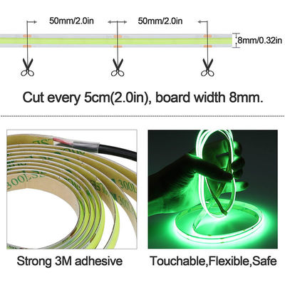 Grüne COB LED Streifenlicht 8mm 320leds 12v24v für Outdoor und Indoor