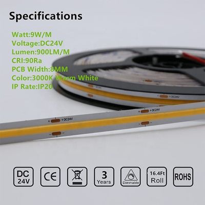 10W/m oder anpassbarer Walt pro Meter COB LED-Streifenlicht für Küche und Wohnzimmer