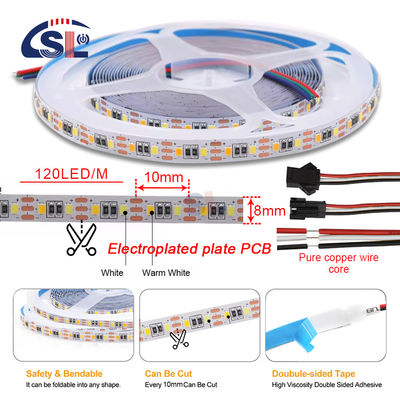 Einstellbare Farbtemperatur LED Streifenlicht 120 LEDs/m Doppelfarbe 8MM Nicht wasserdicht