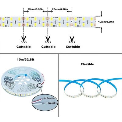 8mm 240LEDs 6500K Weiß flexibles Druckschneidebrett SMD2835 LED Streifenlicht 12V24V