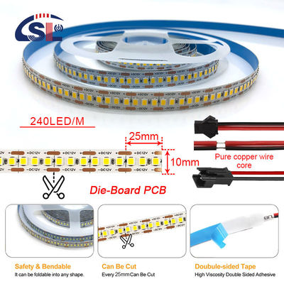 DC12V/24V 10mm 240led 2835 SMD LED Streifen Schneidbarer flexibler Lichtstreifen mit Dimmer