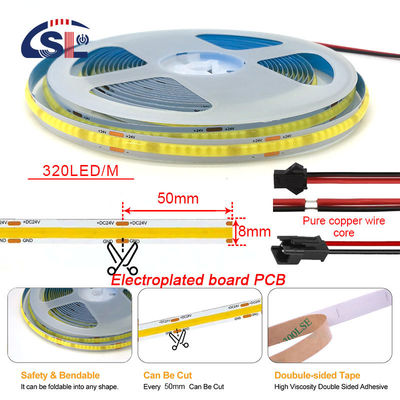 320 Led/M 480 Led/M High Density Cob Led Strip Light 12v 24v mit 880lm Leuchtstrom