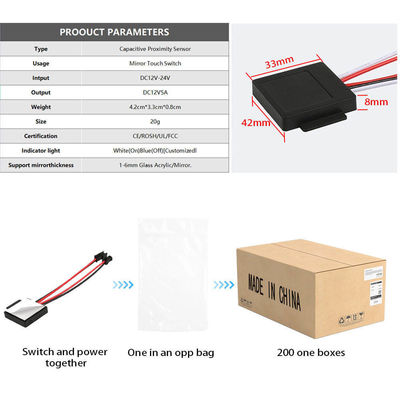 12V 24V 3A LED Spiegel Touch Sensor Schalter für 1-6mm Quecksilber Spiegel Einfarbig