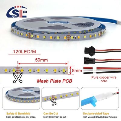 120LEDs CCT Led Streifenlicht 2700k-6500k 5/10M/Rolle 12/24V Gleichspannung Eingangsspannung DC 24V