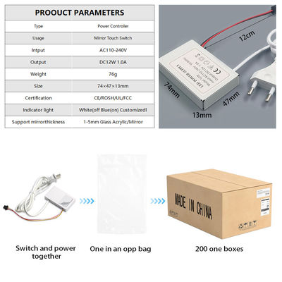 60W 12V Defogger mit einer Taste, einer Farbe, ausgewählter LED-Dimmer-Spiegel, Touch-Sensor-Schalter