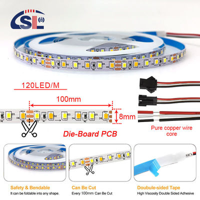 Innendekoration Hochhelligkeit 12v24v 10mm 120LEDs 3000K-6500K CCT Flexible Doppelfarbe COB Led Streifenlicht