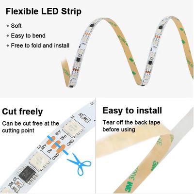 12V WS2811 60Leds Magic Digital Multi Color 5050 Adressierbares RGB LED-Streifen Pixel Warmweiß IP20 Dekor-Controller