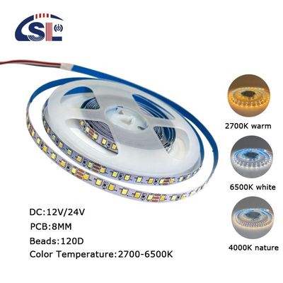 4000K CCT 8mm Breite LED Flexible Strip Light 12V 120LEDs/m für die Heimbeleuchtung