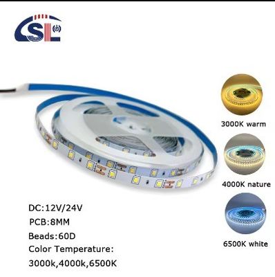 DC12V SMD2835 60D 8mm 1100-1200LM 12000K Ra70 Die-Cutting Board LED Lichtstreifen für intelligente Spiegel