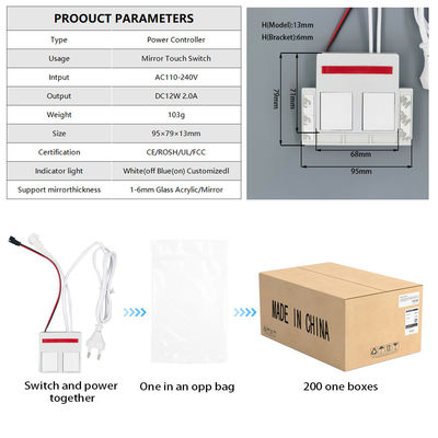 12V LED-Lichtquelle integrierter Badezimmerspiegel Schalter 1N1NC Kombination 1A Max-Strom