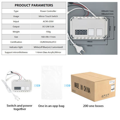 Smart Automation Defogger 12V 5A 60W Led Mirror Touch mit Zeit-Temperaturanzeige