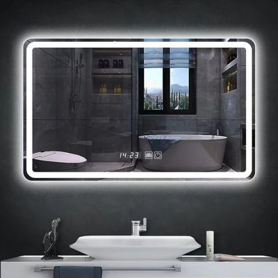 Quadratische Wand LED-Badezimmerspiegel mit Lichtern 3000-6000K Dimming Anti-Fog