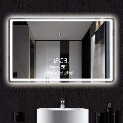 Quadratische Wand LED-Badezimmerspiegel mit Lichtern 3000-6000K Dimming Anti-Fog