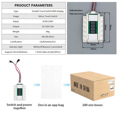 Zeit Temperatur Anzeige LED Licht Spiegel Touch Sensor Schrittloser Dimmer Schalter Ob das Smart Ja