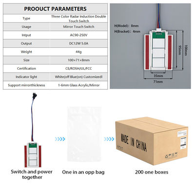 60W 5A DC12V Einfarbiger Doppel-Touch-Sensorschalter für Spiegelradar Induktive LED