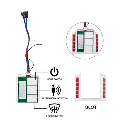 DC12V 5A 60W Zeittemperatur Anzeige Defogger LED-Licht Spiegel Berührungssensor Schrittloser Dimmer-Schalter