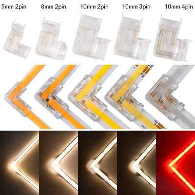 90 Grad L-Form Kristallschnalle für COB LED-Streifenanschluss nahtlos 2/3-Pin 5/8/10mm