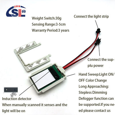 DC12V Smart Hand Led Light Ein/Drei Farben Spiegel Manuelle Scanning Dimming Control Berührungsloser Sensor Schalter