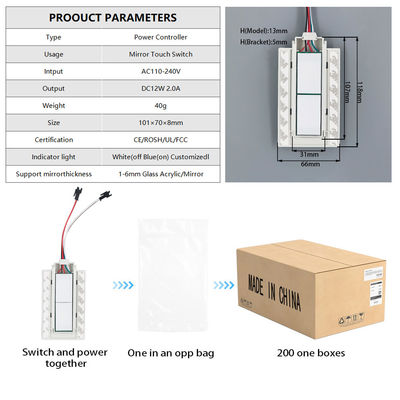 36W Einfarbiger LED-Defogger mit Smart Double Key Touch Dimmer Switch DC12V/5A Eingang
