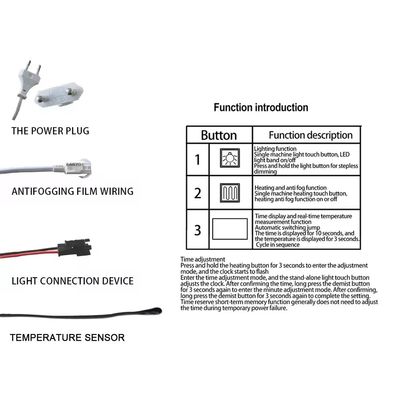 DC12V 5A 60W Einfarbiger Berührungssensor Schalter Led Spiegel Berührung mit Zeit Temperaturanzeige