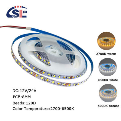 115lm/w 3000K-6500K Ra80 DC12V 120D 8mm LED-Lichtstreifen für Badezimmer Spiegel