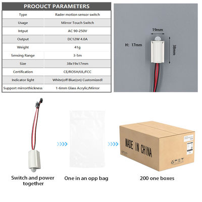 LED-Licht-Türschrank-Sensorschalter DC 12V 3A/5A für 1-6mm Quecksilber-Spiegel Sensorbereich